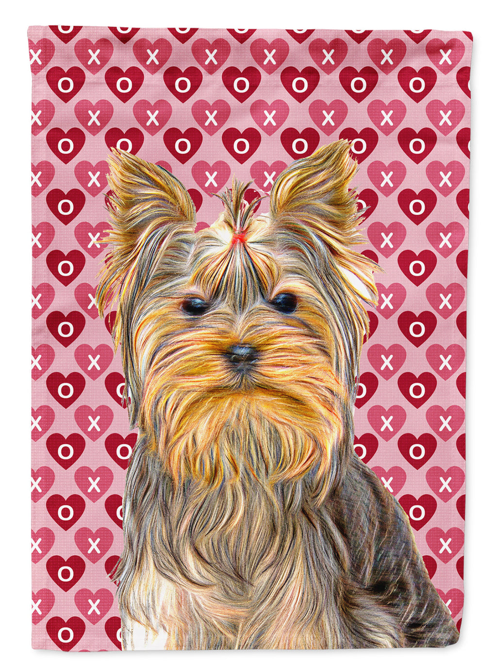 Hearts Love and Valentine's Day Yorkie / Yorkshire Terrier House Flag 28x40 Porch Sleeve Pole Decorative Outside Yard Banner Artwork Wall Hanging, Polyester