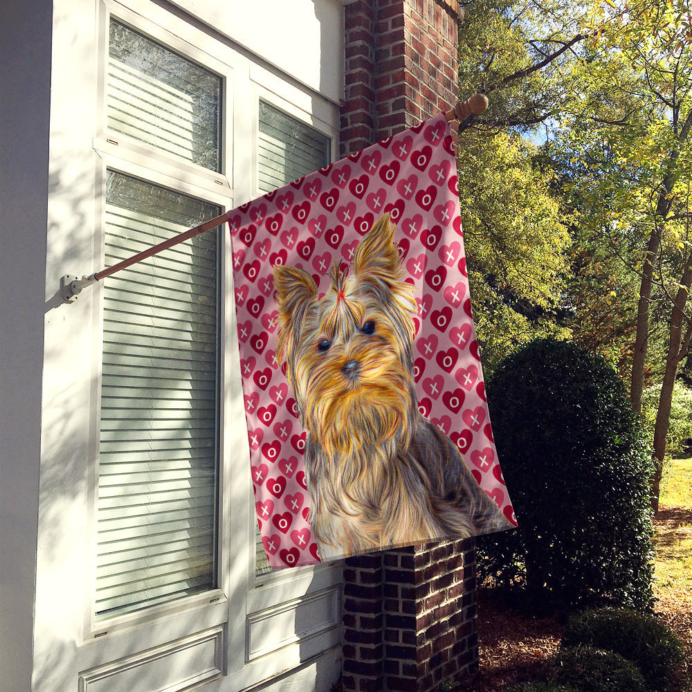 Hearts Love and Valentine's Day Yorkie / Yorkshire Terrier House Flag 28x40 Porch Sleeve Pole Decorative Outside Yard Banner Artwork Wall Hanging, Polyester