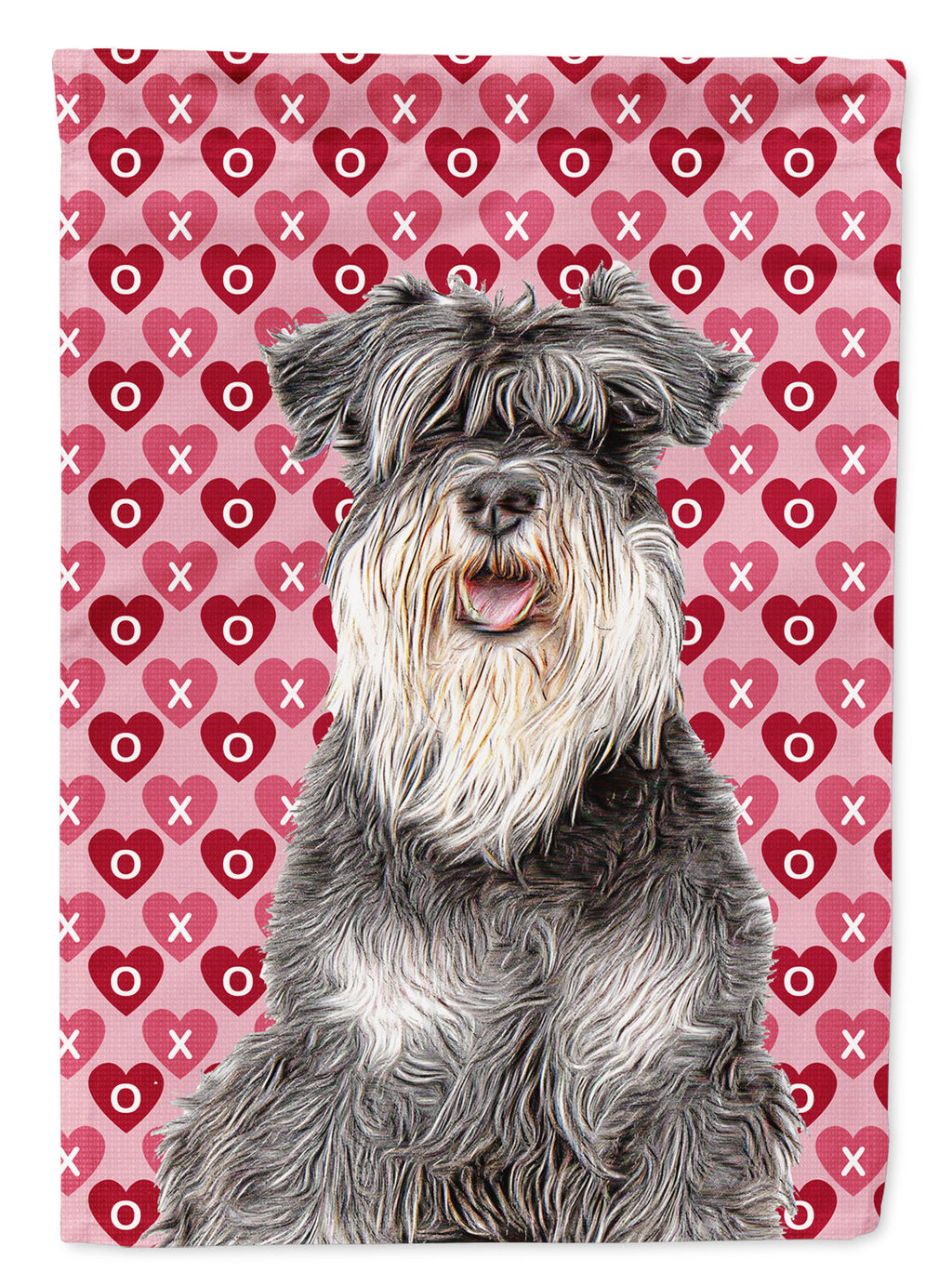 Hearts Love and Valentine's Day Schnauzer House Flag 28x40 Porch Sleeve Pole Decorative Outside Yard Banner Artwork Wall Hanging, Polyester