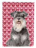 Hearts Love and Valentine's Day Schnauzer House Flag 28x40 Porch Sleeve Pole Decorative Outside Yard Banner Artwork Wall Hanging, Polyester
