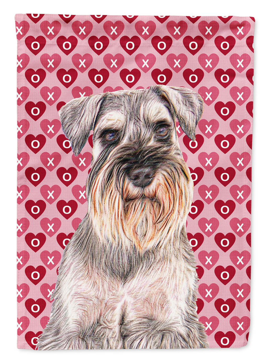 Hearts Love and Valentine's Day Schnauzer House Flag 28x40 Porch Sleeve Pole Decorative Outside Yard Banner Artwork Wall Hanging, Polyester
