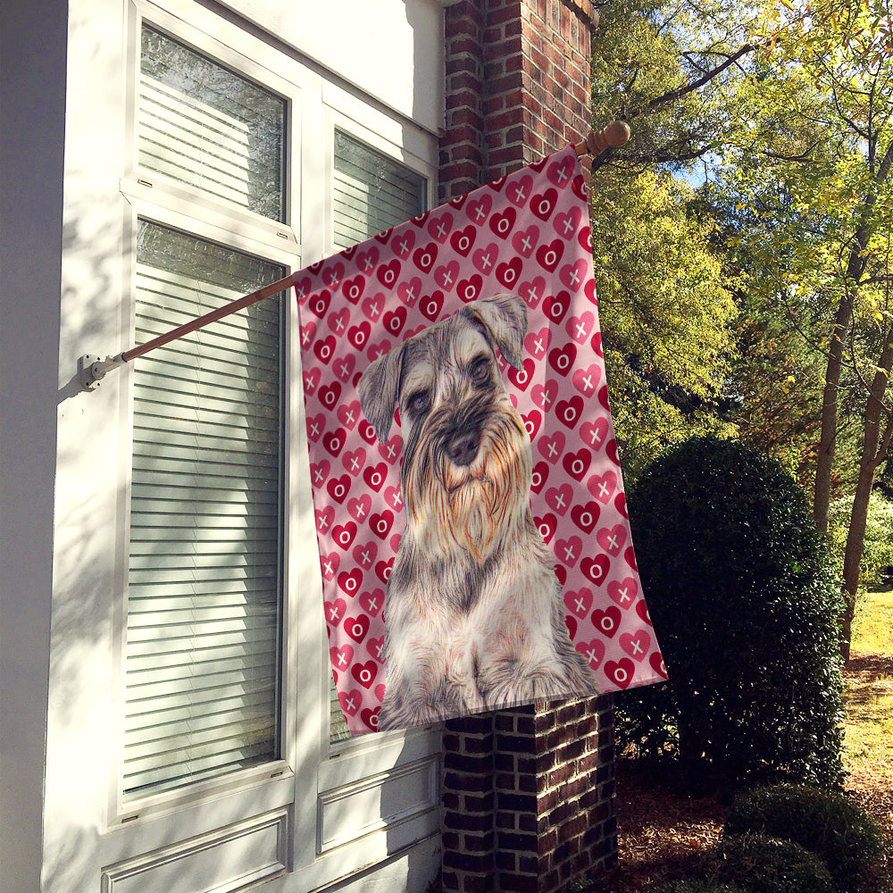 Hearts Love and Valentine's Day Schnauzer House Flag 28x40 Porch Sleeve Pole Decorative Outside Yard Banner Artwork Wall Hanging, Polyester