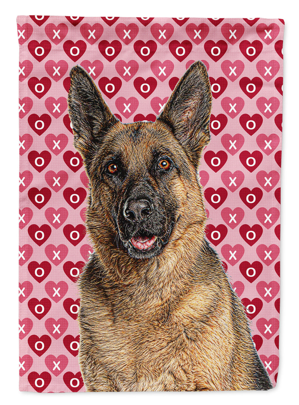 Hearts Love and Valentine's Day German Shepherd House Flag 28x40 Porch Sleeve Pole Decorative Outside Yard Banner Artwork Wall Hanging, Polyester