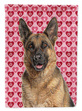 Hearts Love and Valentine's Day German Shepherd House Flag 28x40 Porch Sleeve Pole Decorative Outside Yard Banner Artwork Wall Hanging, Polyester