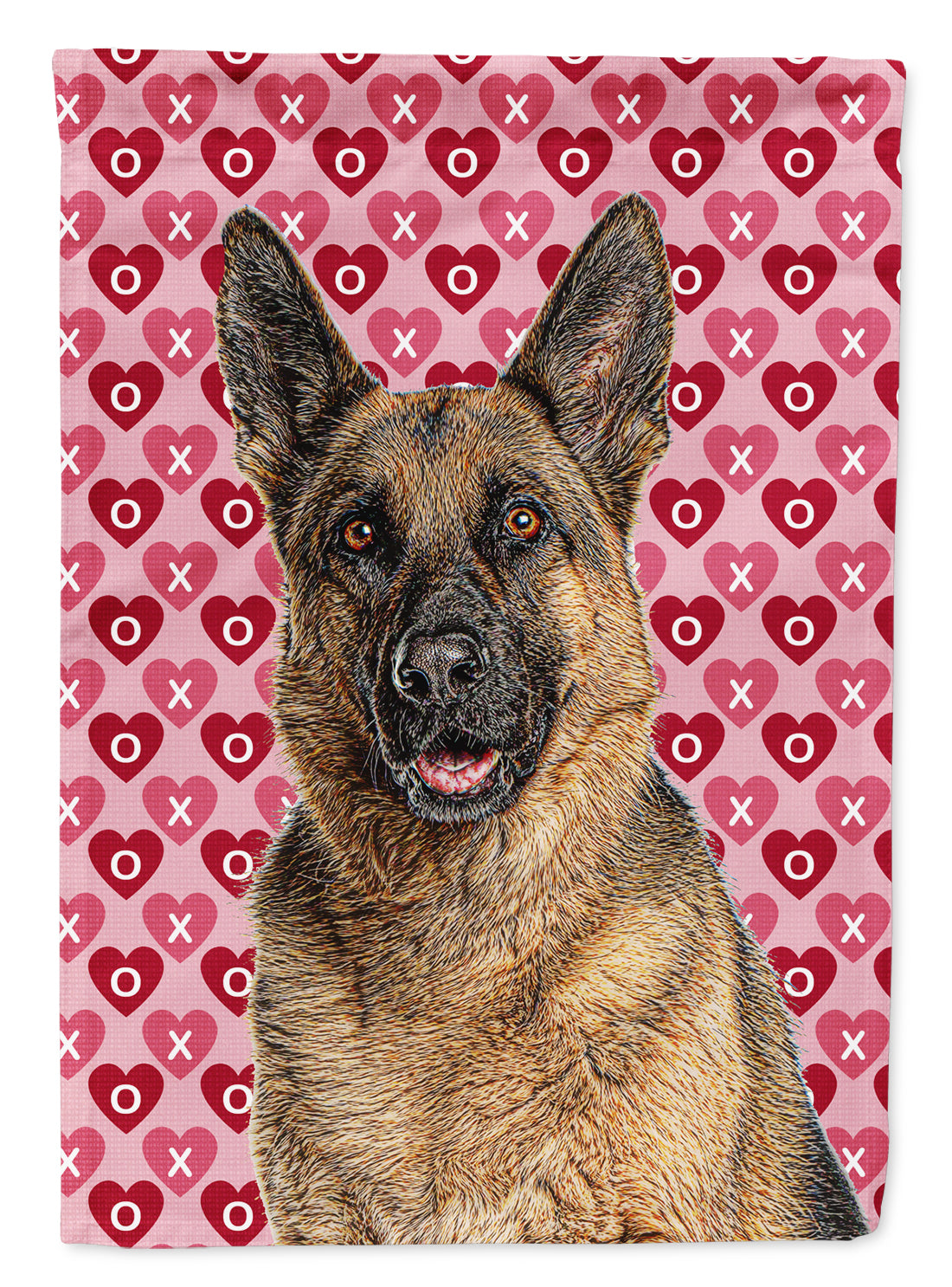 Hearts Love and Valentine's Day German Shepherd House Flag 28x40 Porch Sleeve Pole Decorative Outside Yard Banner Artwork Wall Hanging, Polyester