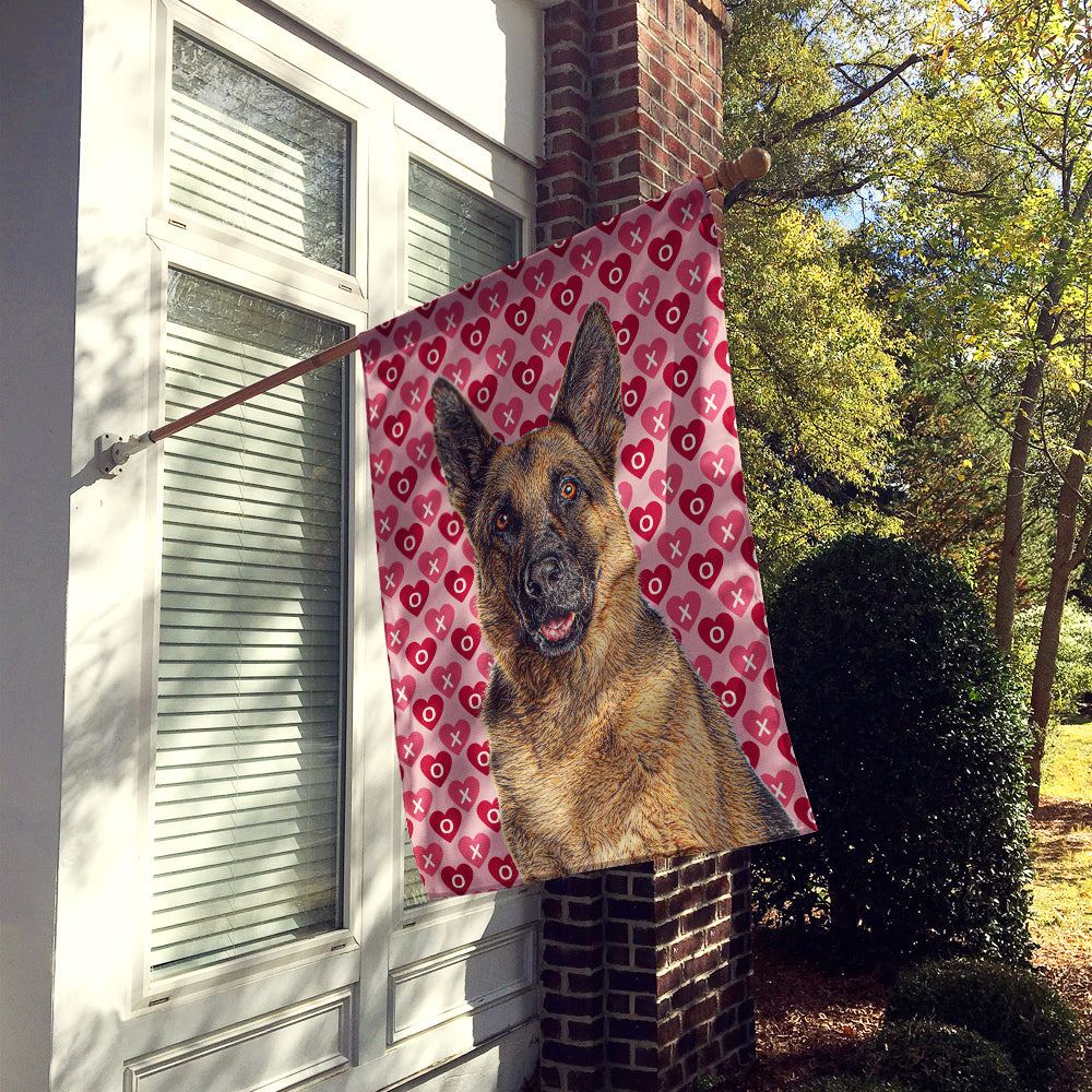 Hearts Love and Valentine's Day German Shepherd House Flag 28x40 Porch Sleeve Pole Decorative Outside Yard Banner Artwork Wall Hanging, Polyester
