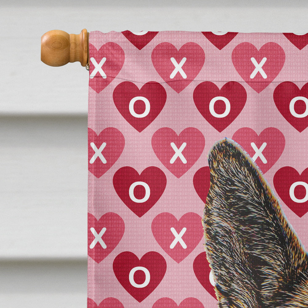 Hearts Love and Valentine's Day German Shepherd House Flag 28x40 Porch Sleeve Pole Decorative Outside Yard Banner Artwork Wall Hanging, Polyester