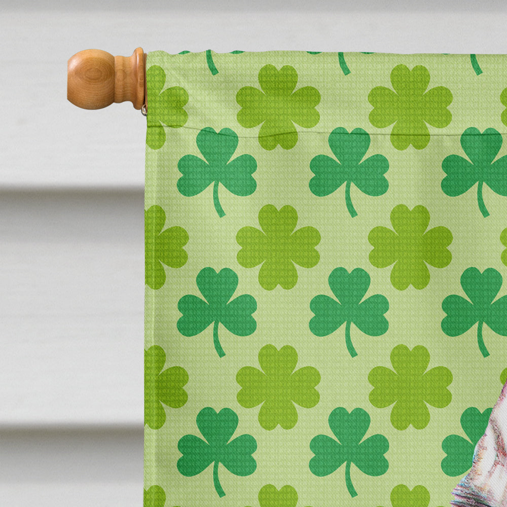 St. Patrick's Day Shamrock Alaskan Malamute House Flag 28x40 Porch Sleeve Pole Decorative Outside Yard Banner Artwork Wall Hanging, Polyester