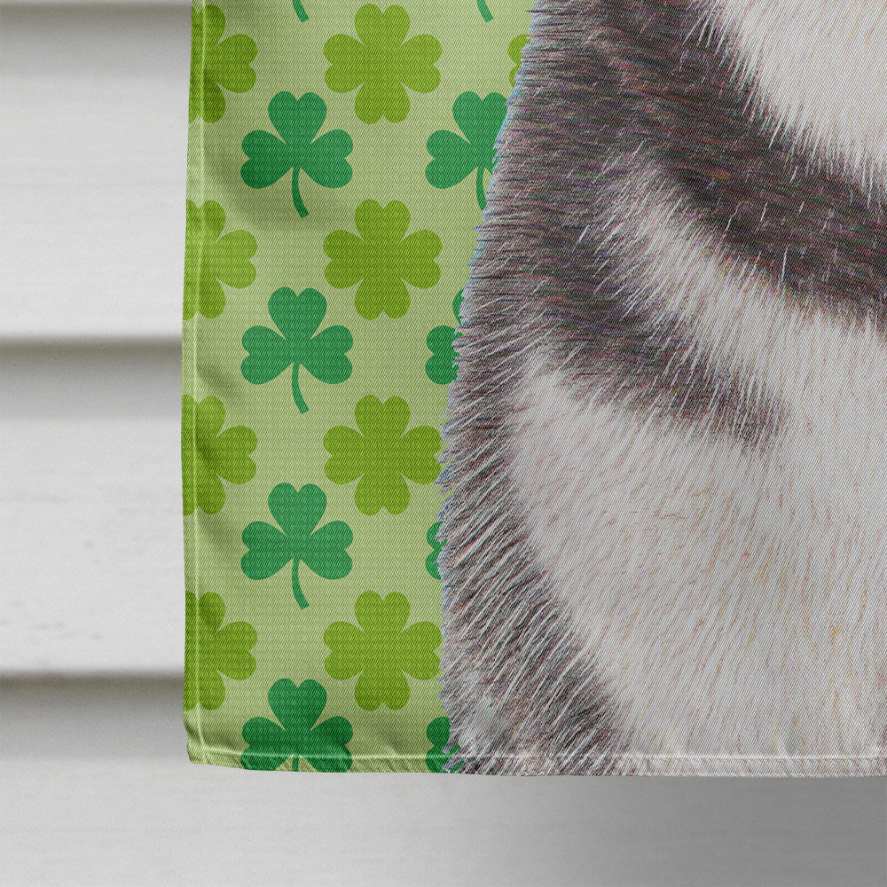 St. Patrick's Day Shamrock Alaskan Malamute House Flag 28x40 Porch Sleeve Pole Decorative Outside Yard Banner Artwork Wall Hanging, Polyester