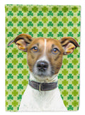 St. Patrick's Day Shamrock Jack Russell Terrier House Flag 28x40 Porch Sleeve Pole Decorative Outside Yard Banner Artwork Wall Hanging, Polyester