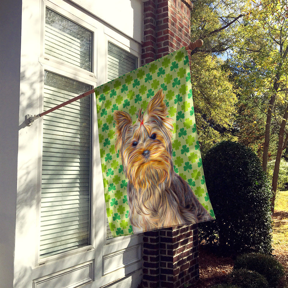 St. Patrick's Day Shamrock Yorkie / Yorkshire Terrier House Flag 28x40 Porch Sleeve Pole Decorative Outside Yard Banner Artwork Wall Hanging, Polyester