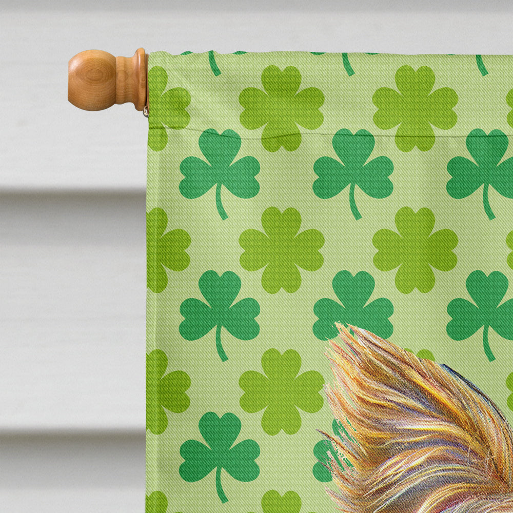 St. Patrick's Day Shamrock Yorkie / Yorkshire Terrier House Flag 28x40 Porch Sleeve Pole Decorative Outside Yard Banner Artwork Wall Hanging, Polyester