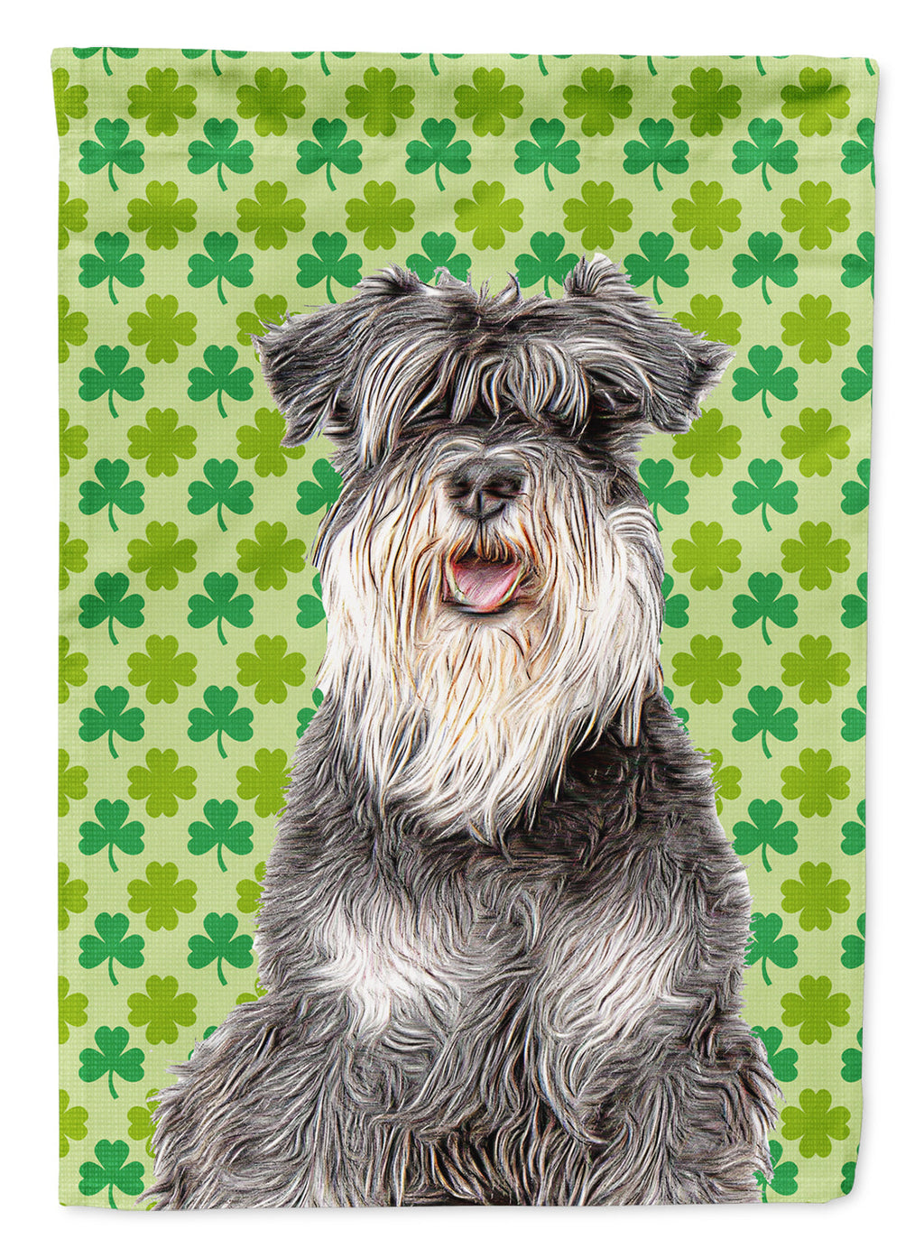 St. Patrick's Day Shamrock Schnauzer House Flag 28x40 Porch Sleeve Pole Decorative Outside Yard Banner Artwork Wall Hanging, Polyester