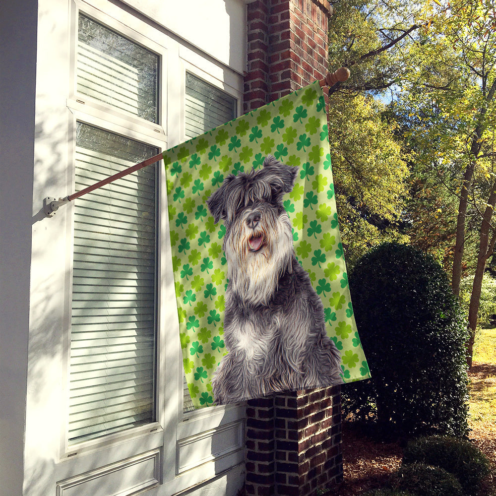 St. Patrick's Day Shamrock Schnauzer House Flag 28x40 Porch Sleeve Pole Decorative Outside Yard Banner Artwork Wall Hanging, Polyester