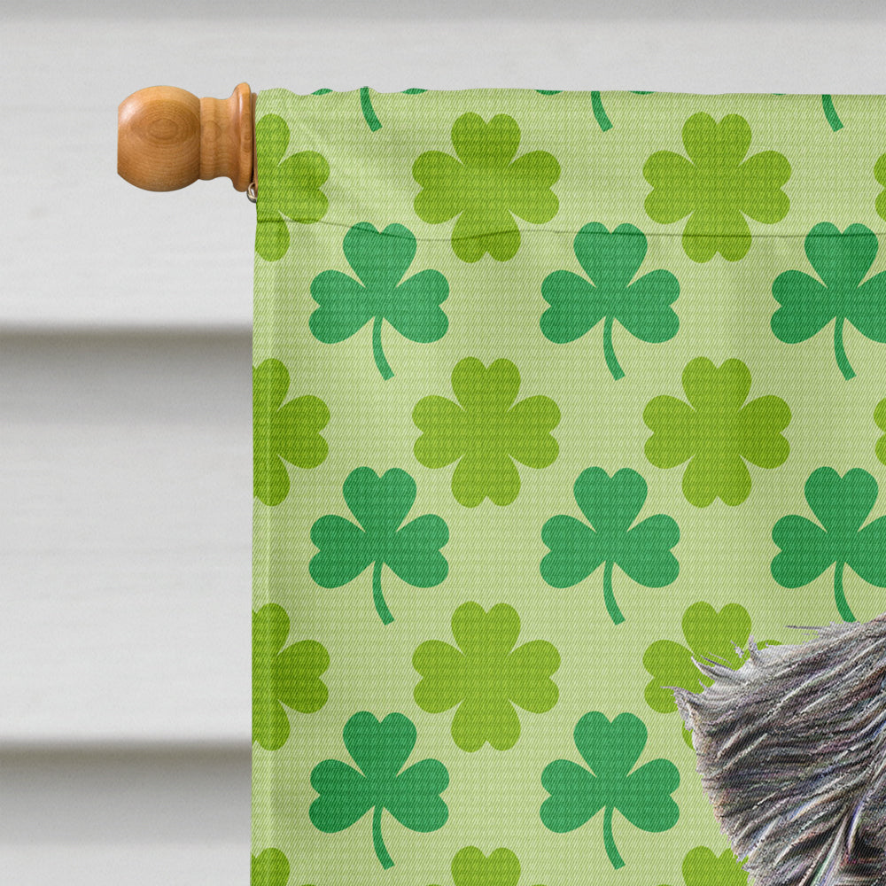 St. Patrick's Day Shamrock Schnauzer House Flag 28x40 Porch Sleeve Pole Decorative Outside Yard Banner Artwork Wall Hanging, Polyester