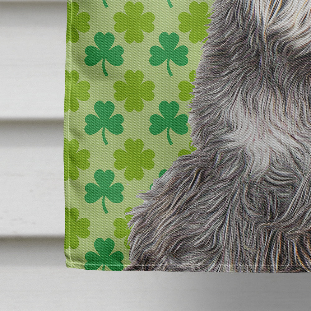 St. Patrick's Day Shamrock Schnauzer House Flag 28x40 Porch Sleeve Pole Decorative Outside Yard Banner Artwork Wall Hanging, Polyester