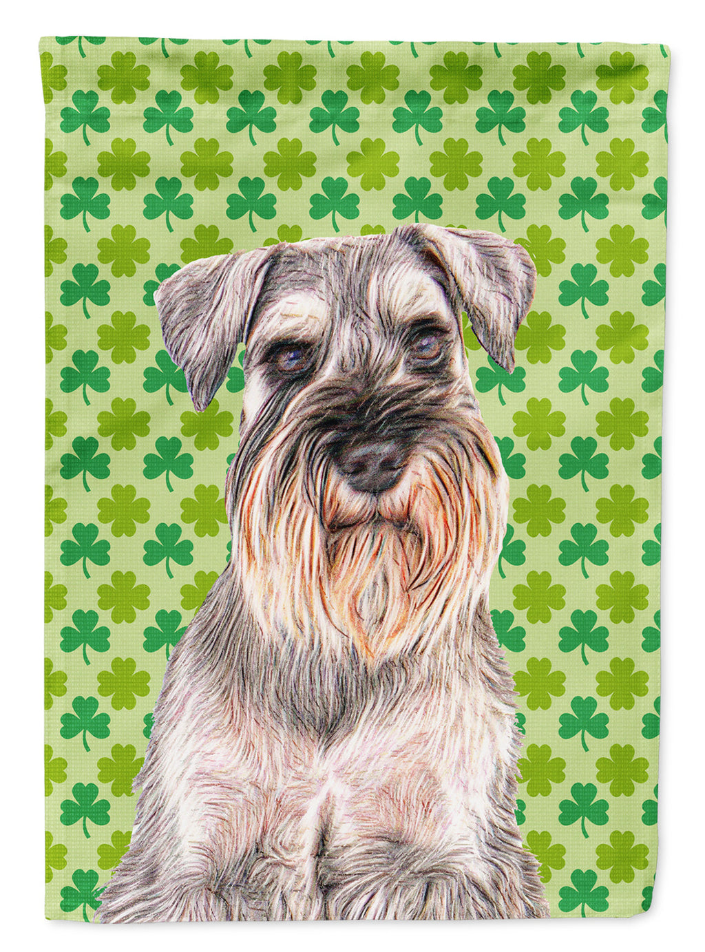 St. Patrick's Day Shamrock Schnauzer House Flag 28x40 Porch Sleeve Pole Decorative Outside Yard Banner Artwork Wall Hanging, Polyester