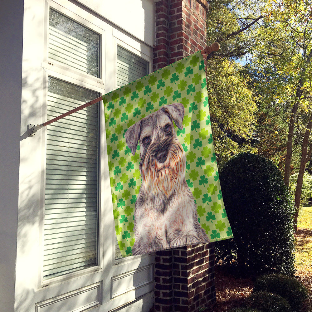 St. Patrick's Day Shamrock Schnauzer House Flag 28x40 Porch Sleeve Pole Decorative Outside Yard Banner Artwork Wall Hanging, Polyester
