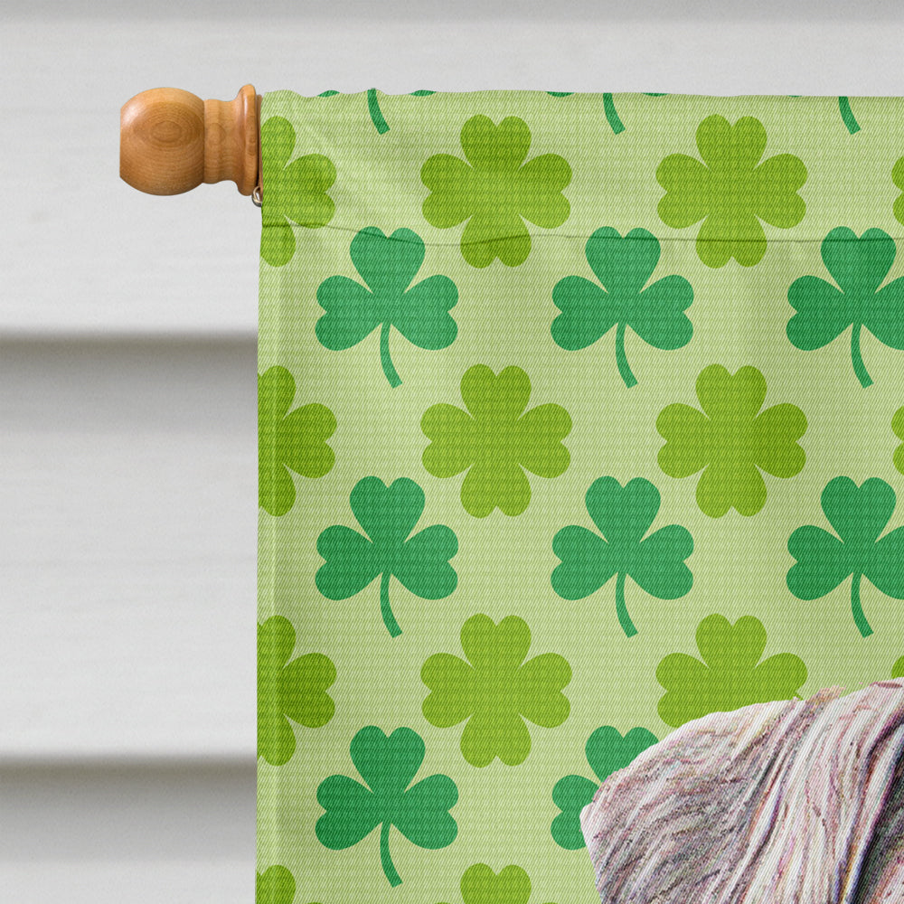 St. Patrick's Day Shamrock Schnauzer House Flag 28x40 Porch Sleeve Pole Decorative Outside Yard Banner Artwork Wall Hanging, Polyester