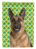 St. Patrick's Day Shamrock German Shepherd House Flag 28x40 Porch Sleeve Pole Decorative Outside Yard Banner Artwork Wall Hanging, Polyester