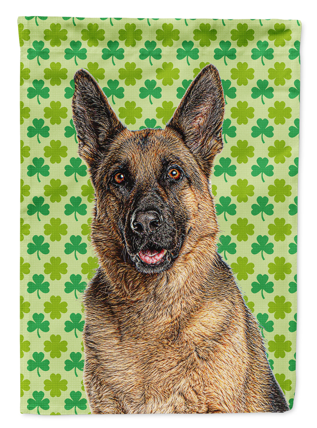 St. Patrick's Day Shamrock German Shepherd House Flag 28x40 Porch Sleeve Pole Decorative Outside Yard Banner Artwork Wall Hanging, Polyester