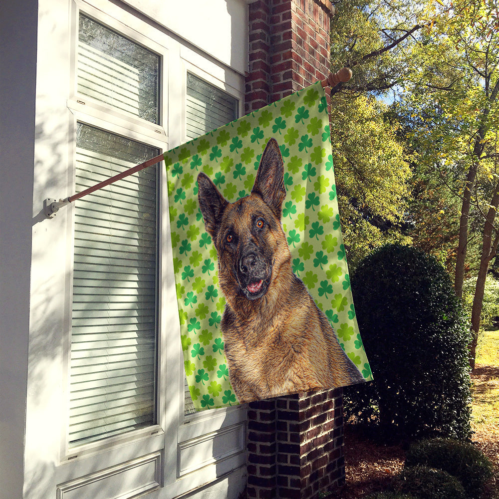 St. Patrick's Day Shamrock German Shepherd House Flag 28x40 Porch Sleeve Pole Decorative Outside Yard Banner Artwork Wall Hanging, Polyester
