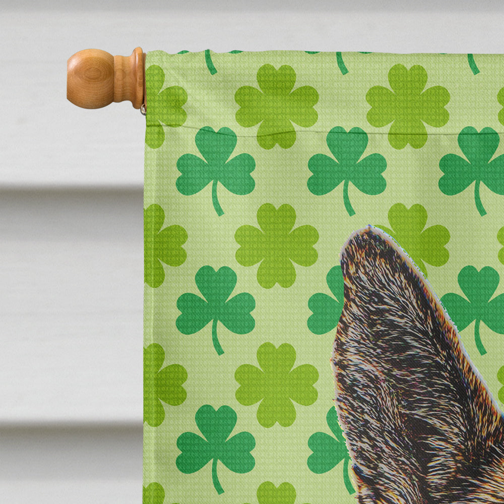 St. Patrick's Day Shamrock German Shepherd House Flag 28x40 Porch Sleeve Pole Decorative Outside Yard Banner Artwork Wall Hanging, Polyester