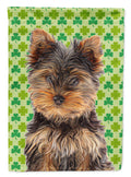 St. Patrick's Day Shamrock Yorkie Puppy / Yorkshire Terrier House Flag 28x40 Porch Sleeve Pole Decorative Outside Yard Banner Artwork Wall Hanging, Polyester