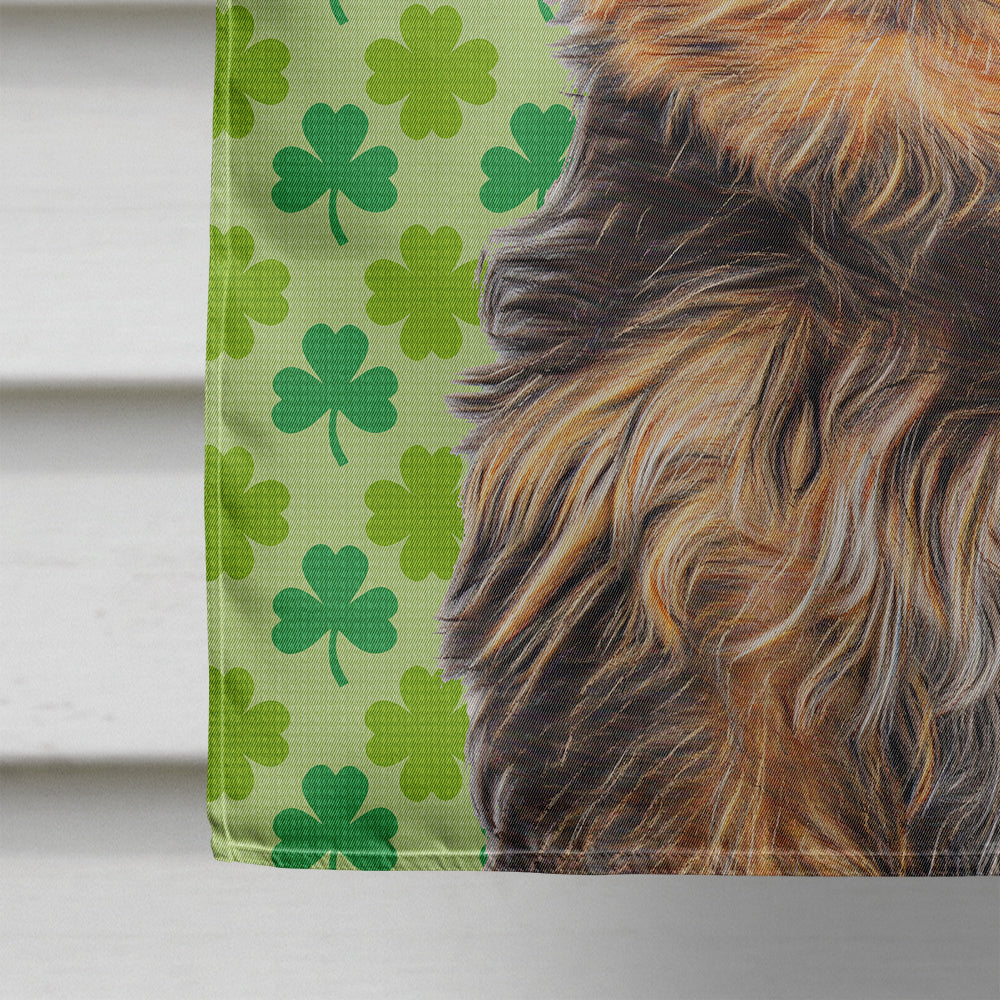 St. Patrick's Day Shamrock Yorkie Puppy / Yorkshire Terrier House Flag 28x40 Porch Sleeve Pole Decorative Outside Yard Banner Artwork Wall Hanging, Polyester