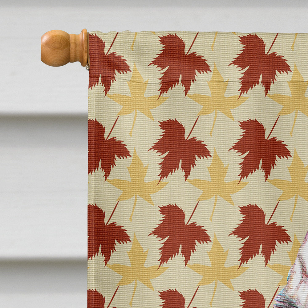 Fall Leaves Alaskan Malamute House Flag 28x40 Porch Sleeve Pole Decorative Outside Yard Banner Artwork Wall Hanging, Polyester
