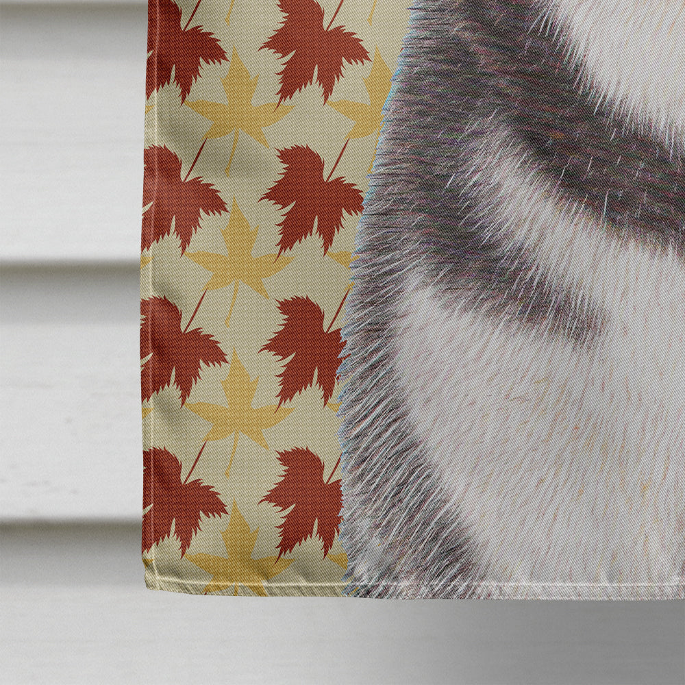 Fall Leaves Alaskan Malamute House Flag 28x40 Porch Sleeve Pole Decorative Outside Yard Banner Artwork Wall Hanging, Polyester