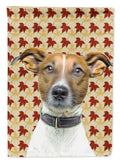 Fall Leaves Jack Russell Terrier House Flag 28x40 Porch Sleeve Pole Decorative Outside Yard Banner Artwork Wall Hanging, Polyester