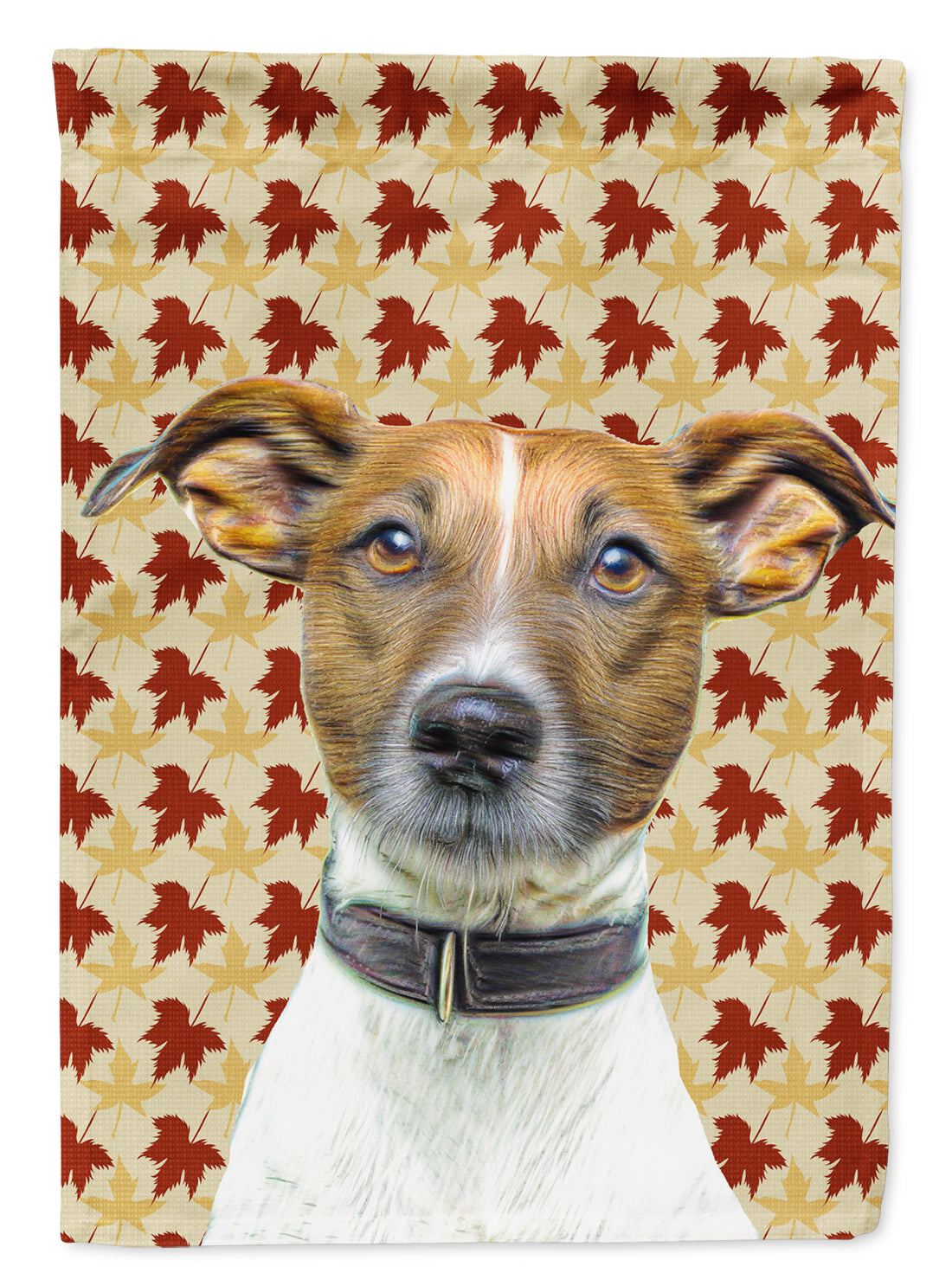 Fall Leaves Jack Russell Terrier House Flag 28x40 Porch Sleeve Pole Decorative Outside Yard Banner Artwork Wall Hanging, Polyester