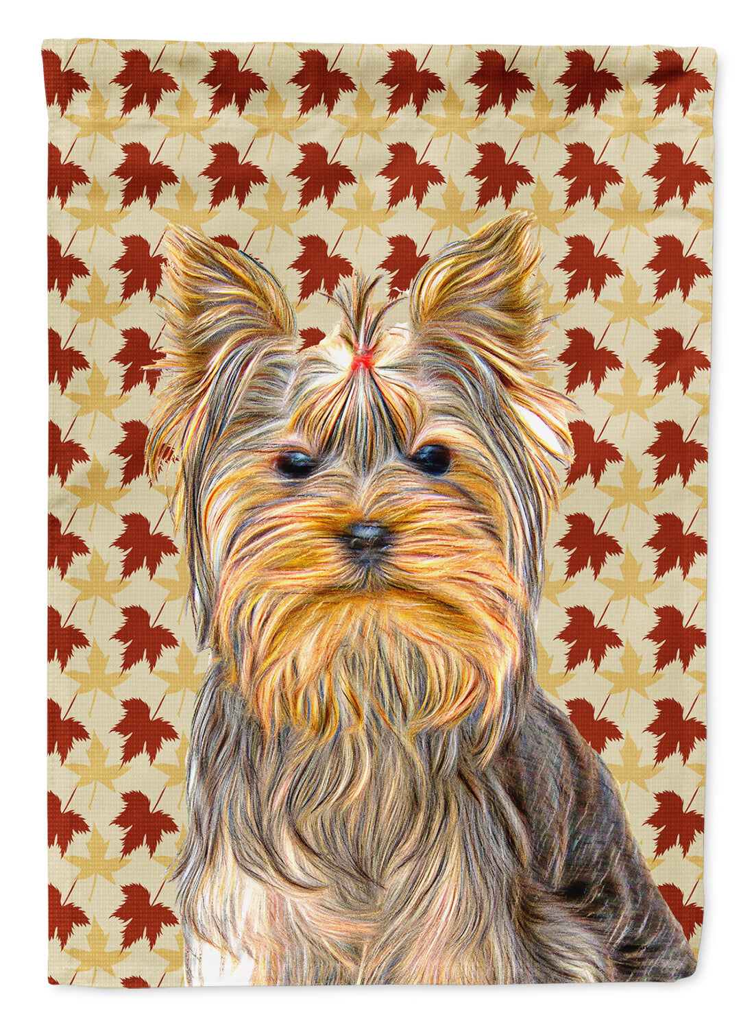 Fall Leaves Yorkie / Yorkshire Terrier House Flag 28x40 Porch Sleeve Pole Decorative Outside Yard Banner Artwork Wall Hanging, Polyester