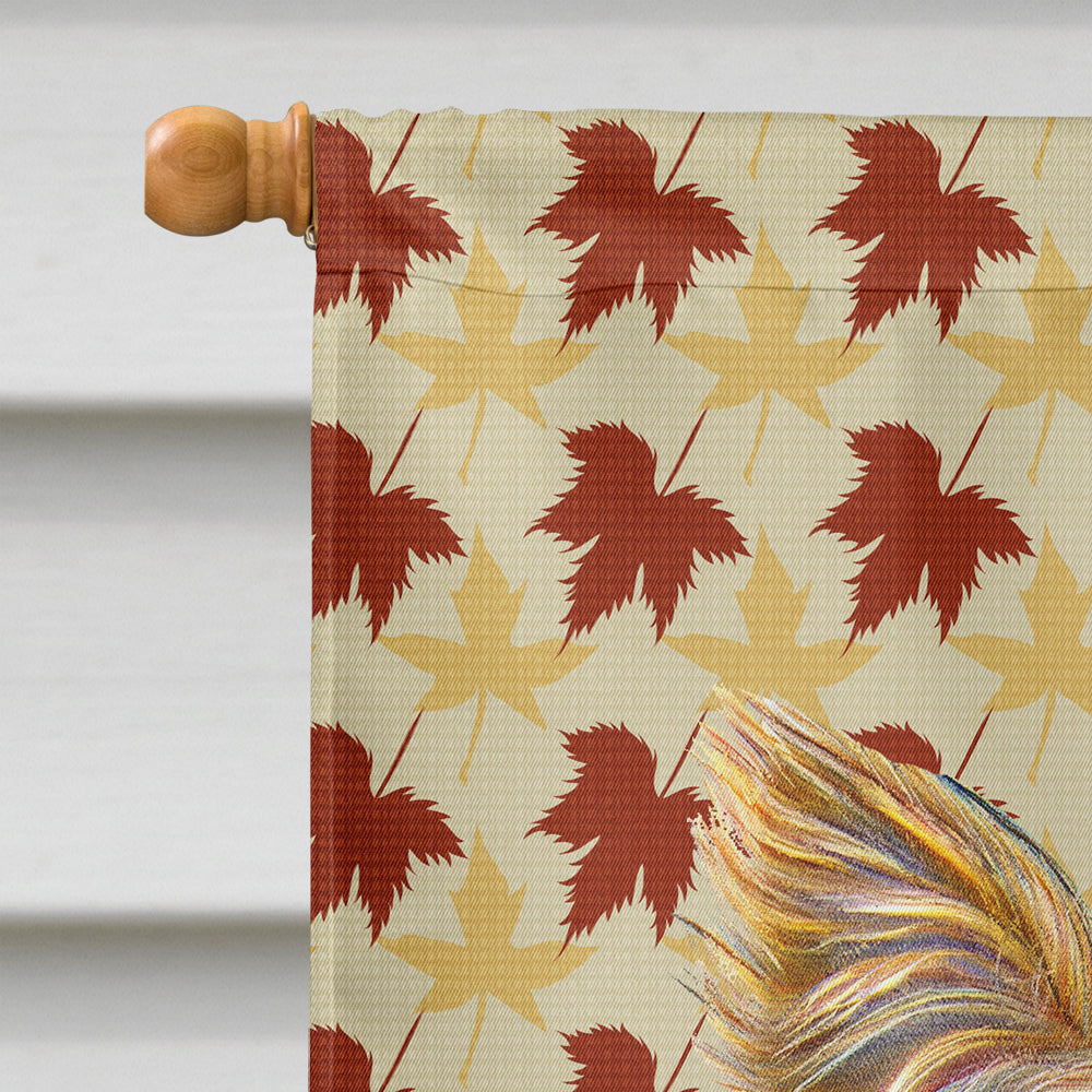 Fall Leaves Yorkie / Yorkshire Terrier House Flag 28x40 Porch Sleeve Pole Decorative Outside Yard Banner Artwork Wall Hanging, Polyester