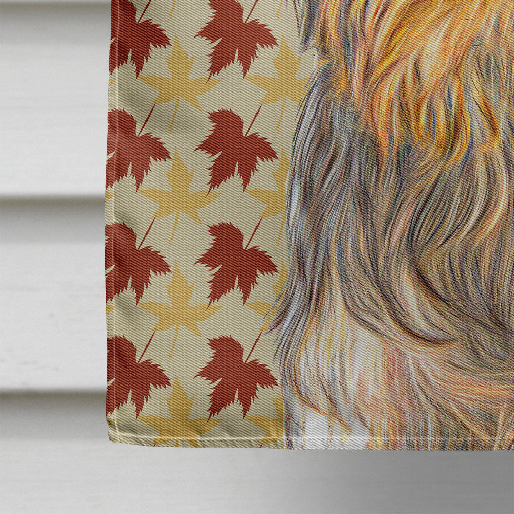 Fall Leaves Yorkie / Yorkshire Terrier House Flag 28x40 Porch Sleeve Pole Decorative Outside Yard Banner Artwork Wall Hanging, Polyester