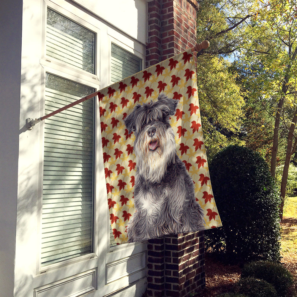 Fall Leaves Schnauzer House Flag 28x40 Porch Sleeve Pole Decorative Outside Yard Banner Artwork Wall Hanging, Polyester