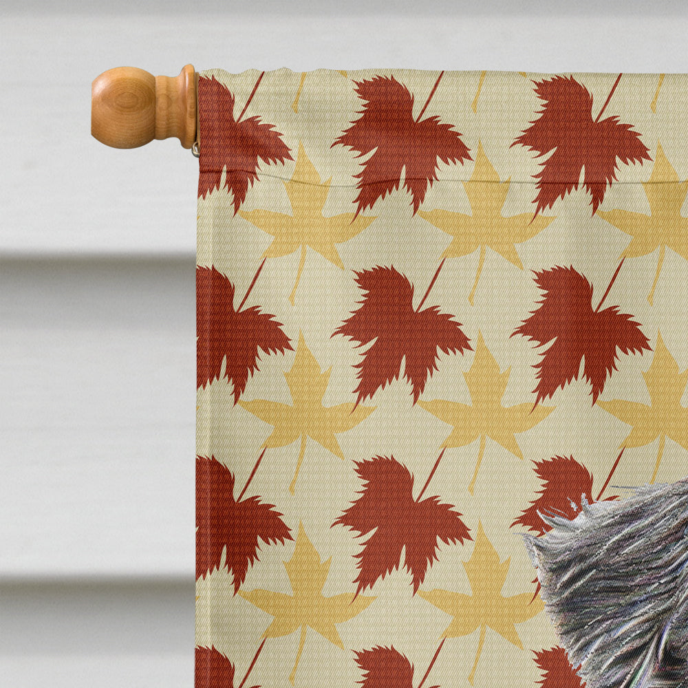 Fall Leaves Schnauzer House Flag 28x40 Porch Sleeve Pole Decorative Outside Yard Banner Artwork Wall Hanging, Polyester