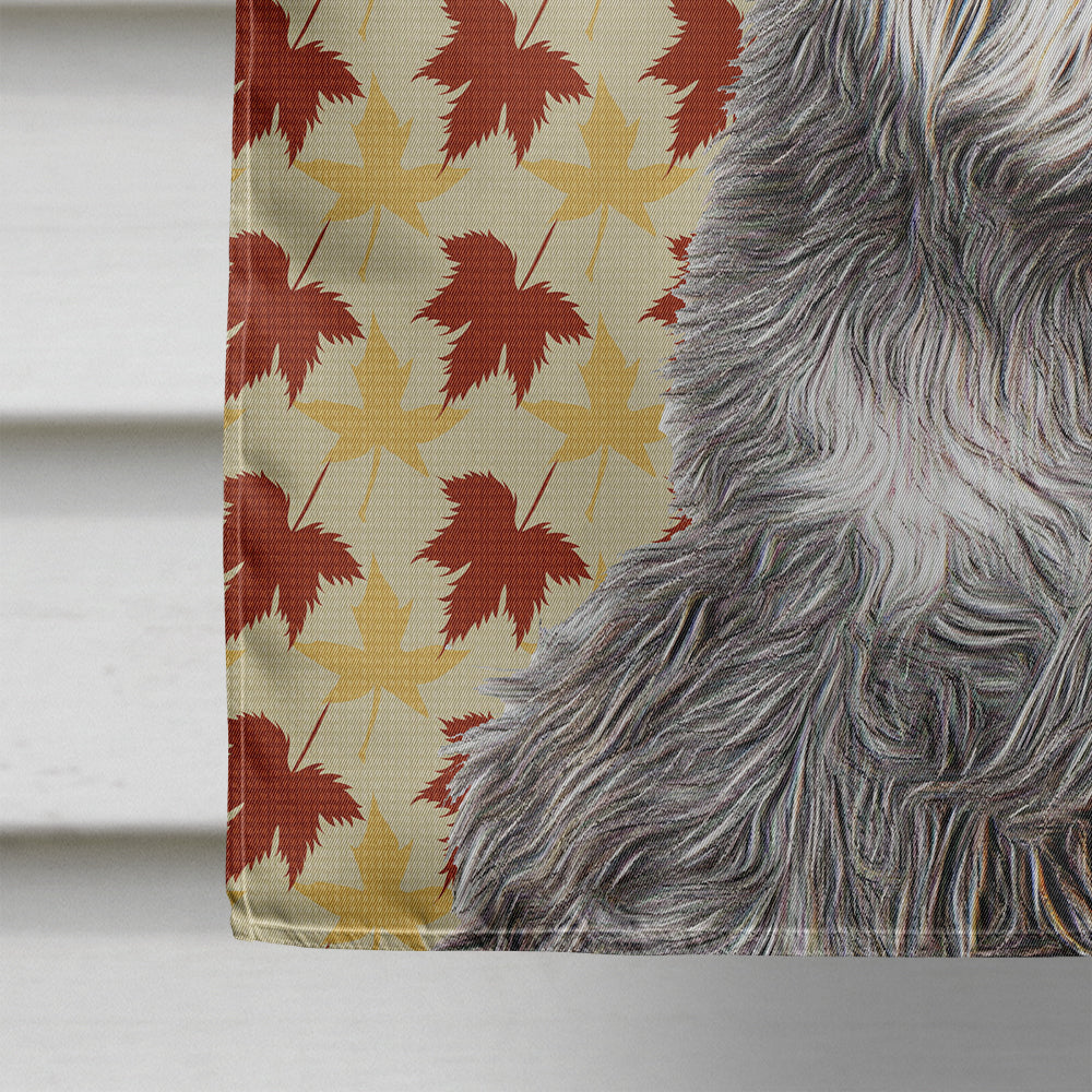 Fall Leaves Schnauzer House Flag 28x40 Porch Sleeve Pole Decorative Outside Yard Banner Artwork Wall Hanging, Polyester