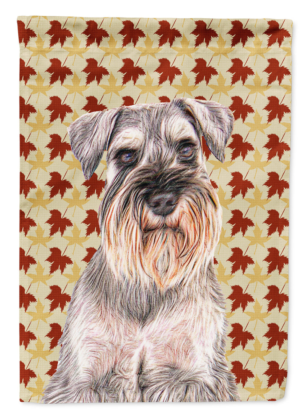 Fall Leaves Schnauzer House Flag 28x40 Porch Sleeve Pole Decorative Outside Yard Banner Artwork Wall Hanging, Polyester