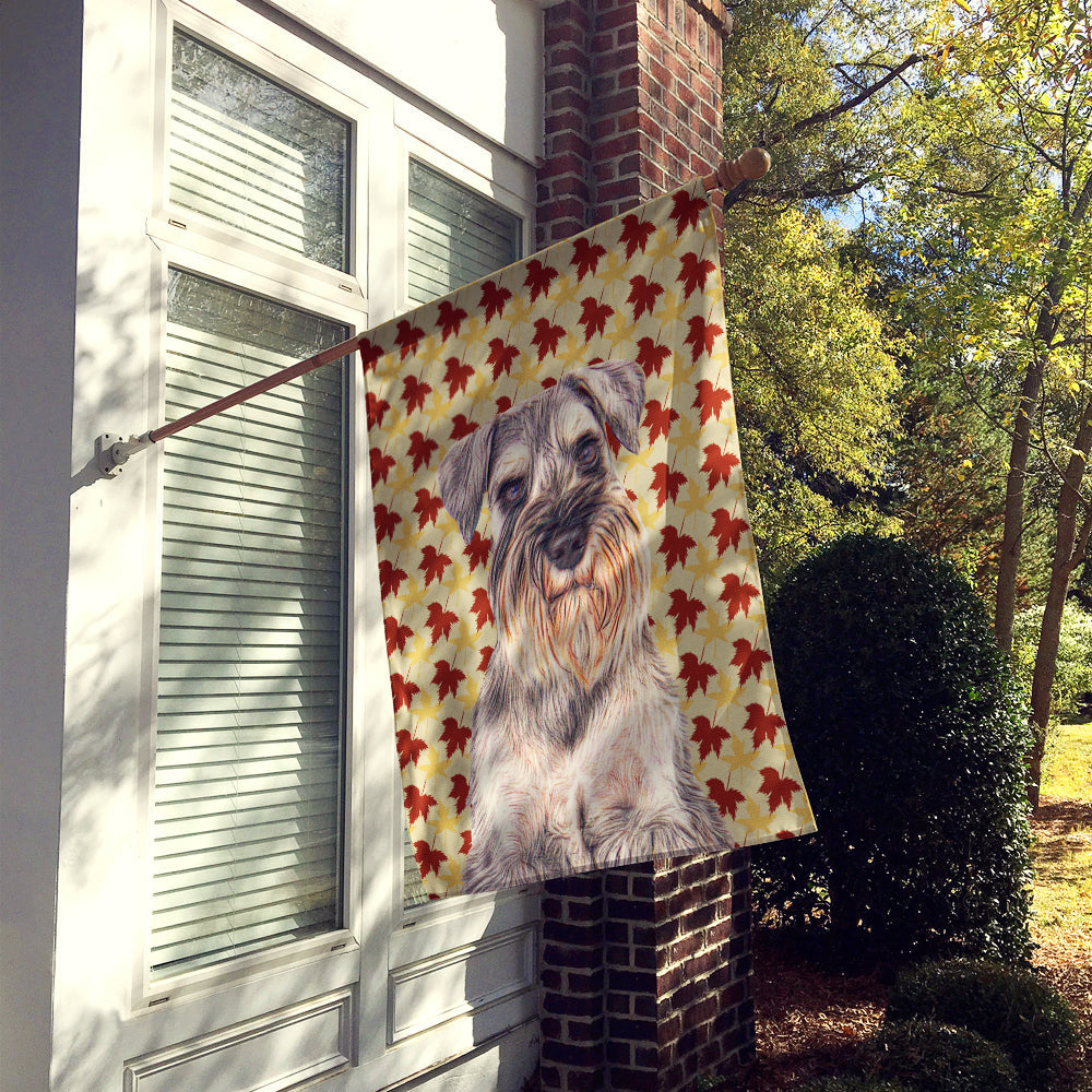 Fall Leaves Schnauzer House Flag 28x40 Porch Sleeve Pole Decorative Outside Yard Banner Artwork Wall Hanging, Polyester