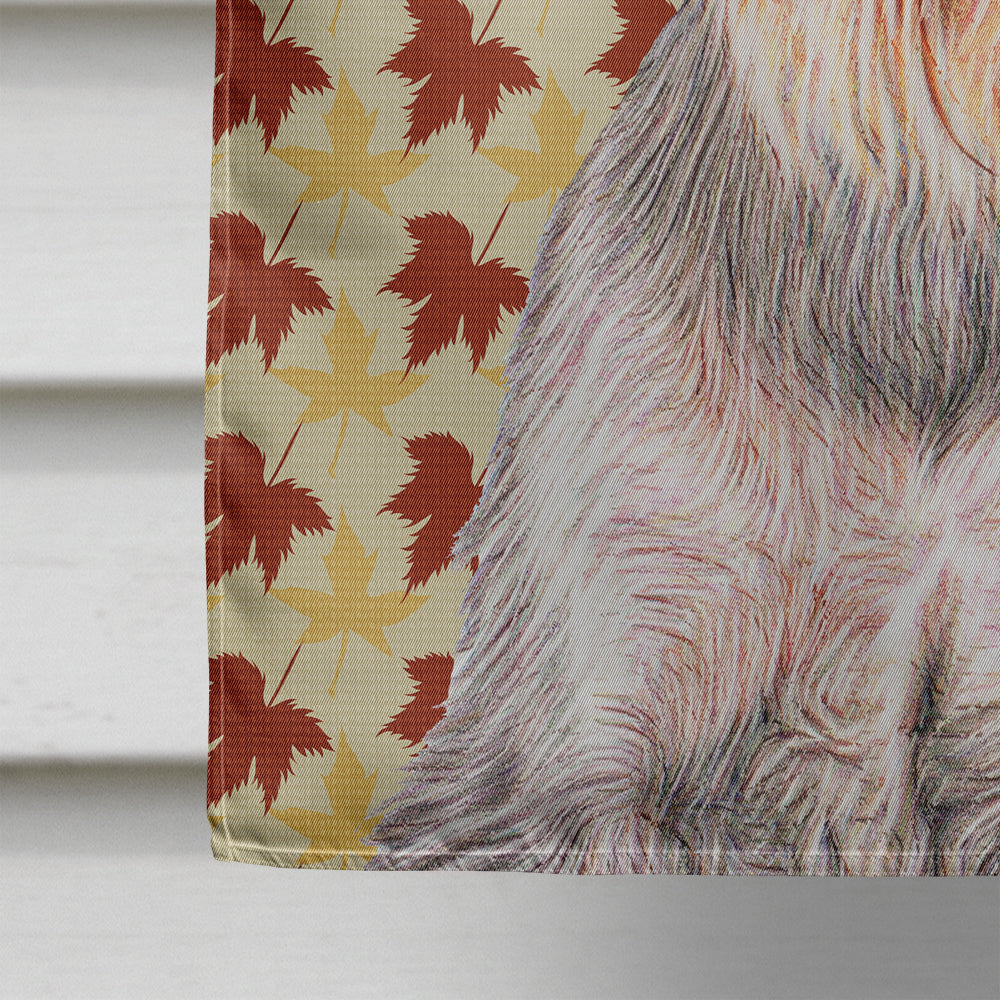 Fall Leaves Schnauzer House Flag 28x40 Porch Sleeve Pole Decorative Outside Yard Banner Artwork Wall Hanging, Polyester