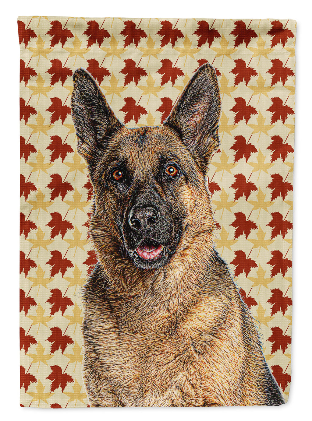 Fall Leaves German Shepherd House Flag 28x40 Porch Sleeve Pole Decorative Outside Yard Banner Artwork Wall Hanging, Polyester