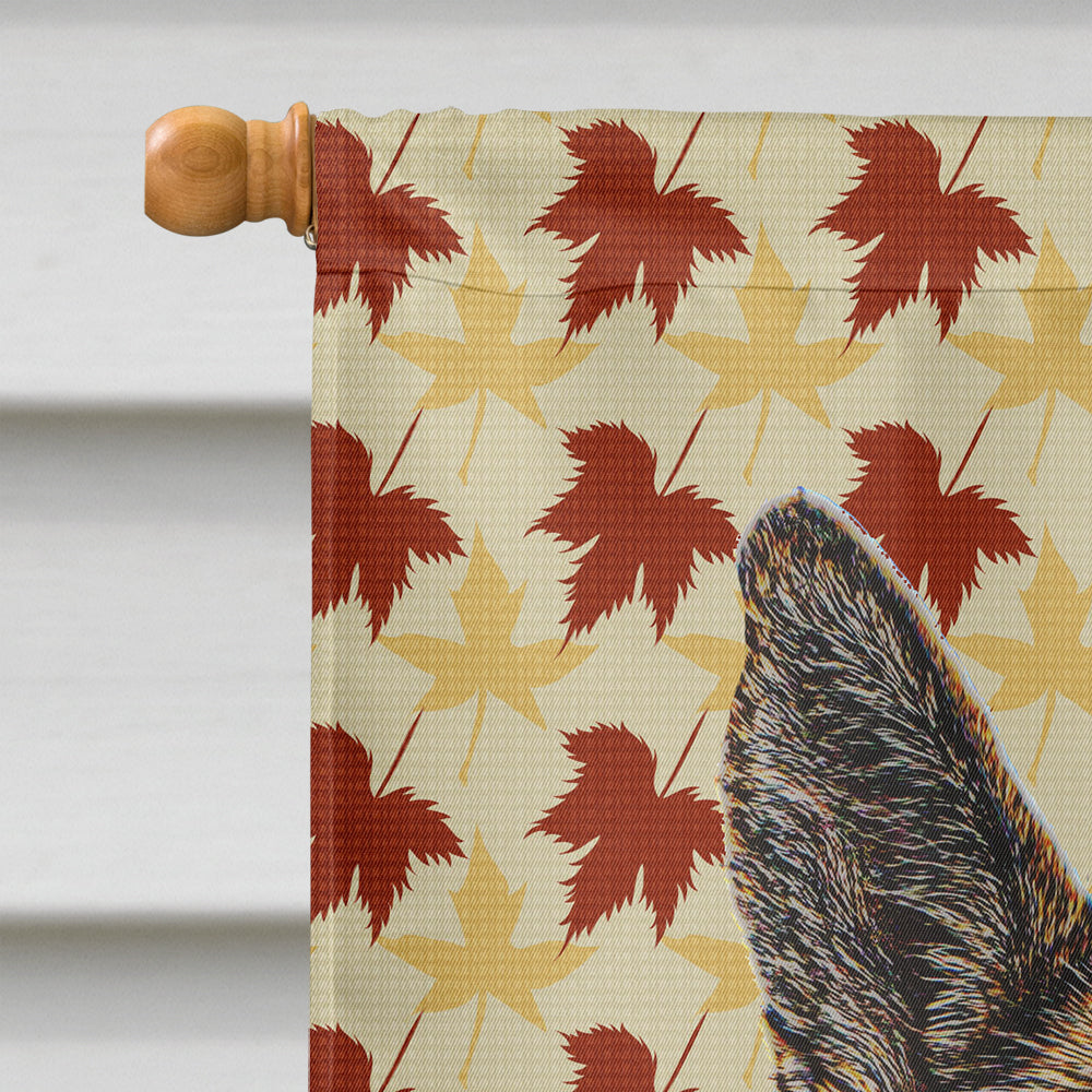 Fall Leaves German Shepherd House Flag 28x40 Porch Sleeve Pole Decorative Outside Yard Banner Artwork Wall Hanging, Polyester