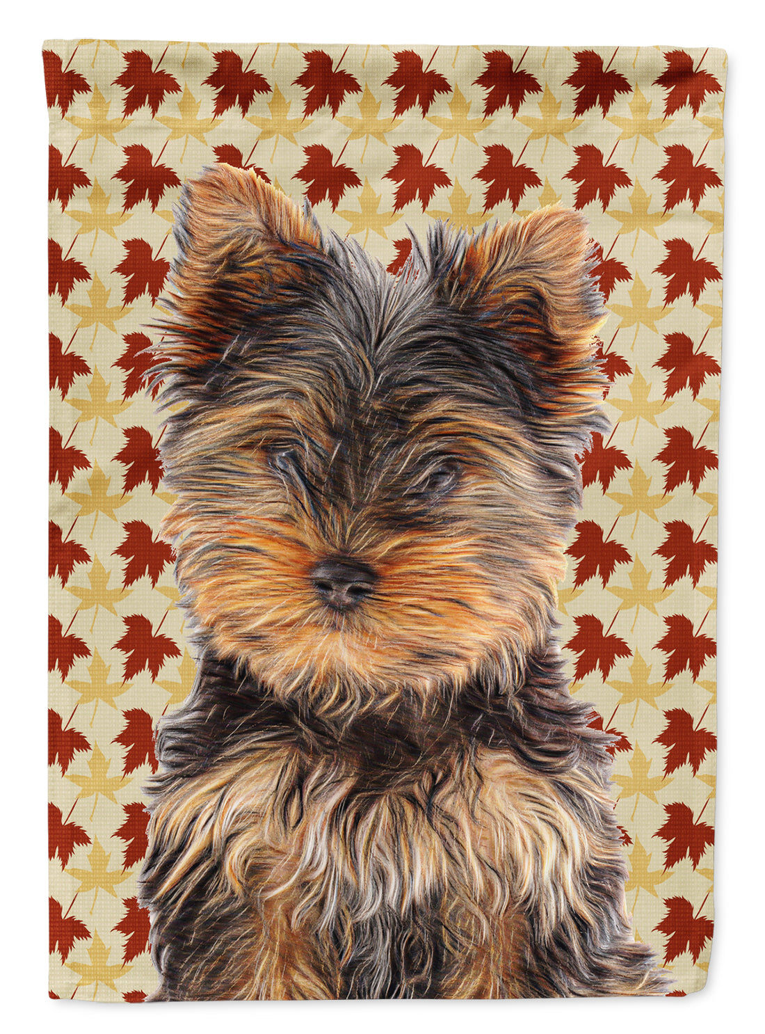 Fall Leaves Yorkie Puppy / Yorkshire Terrier House Flag 28x40 Porch Sleeve Pole Decorative Outside Yard Banner Artwork Wall Hanging, Polyester