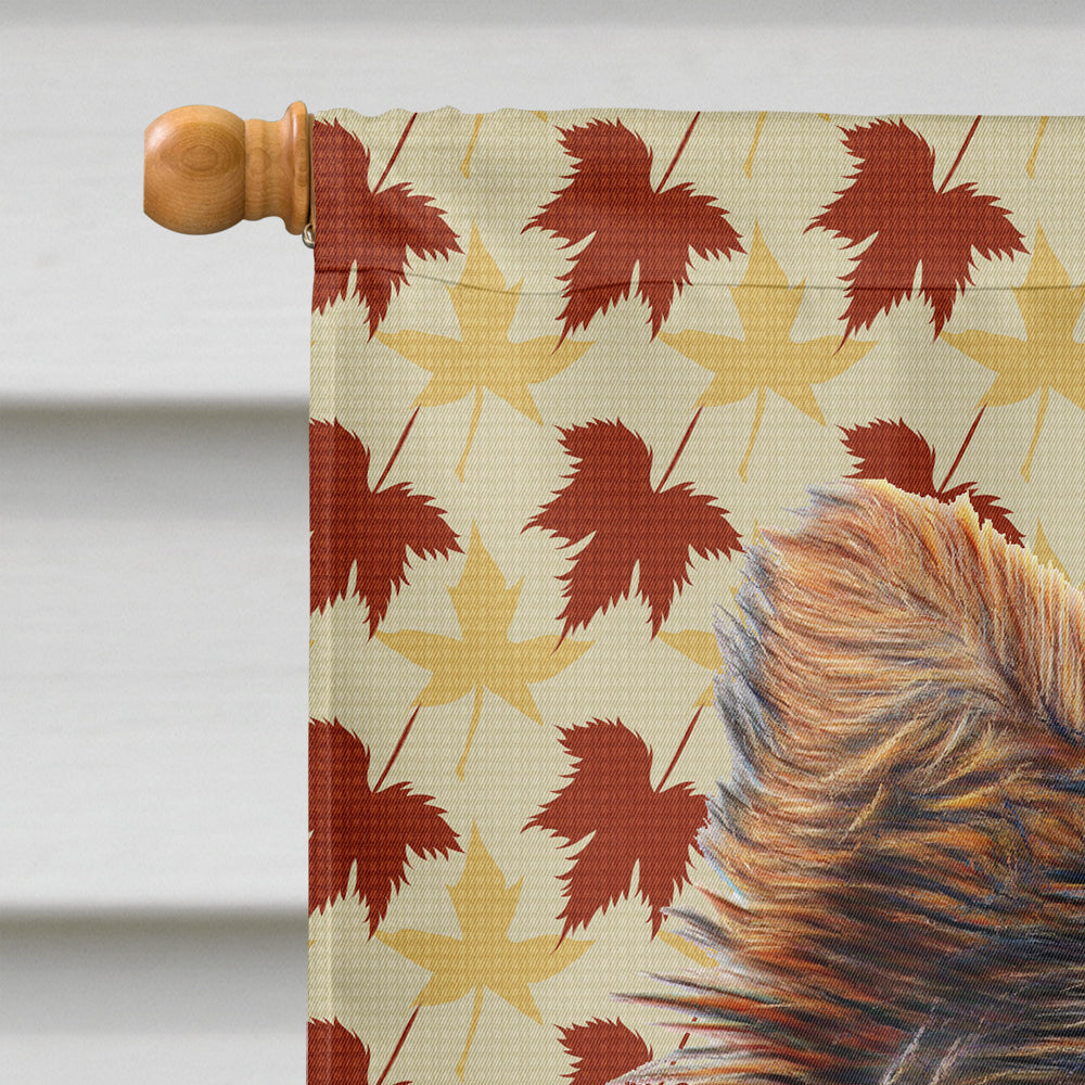 Fall Leaves Yorkie Puppy / Yorkshire Terrier House Flag 28x40 Porch Sleeve Pole Decorative Outside Yard Banner Artwork Wall Hanging, Polyester