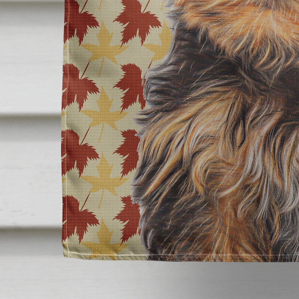 Fall Leaves Yorkie Puppy / Yorkshire Terrier House Flag 28x40 Porch Sleeve Pole Decorative Outside Yard Banner Artwork Wall Hanging, Polyester