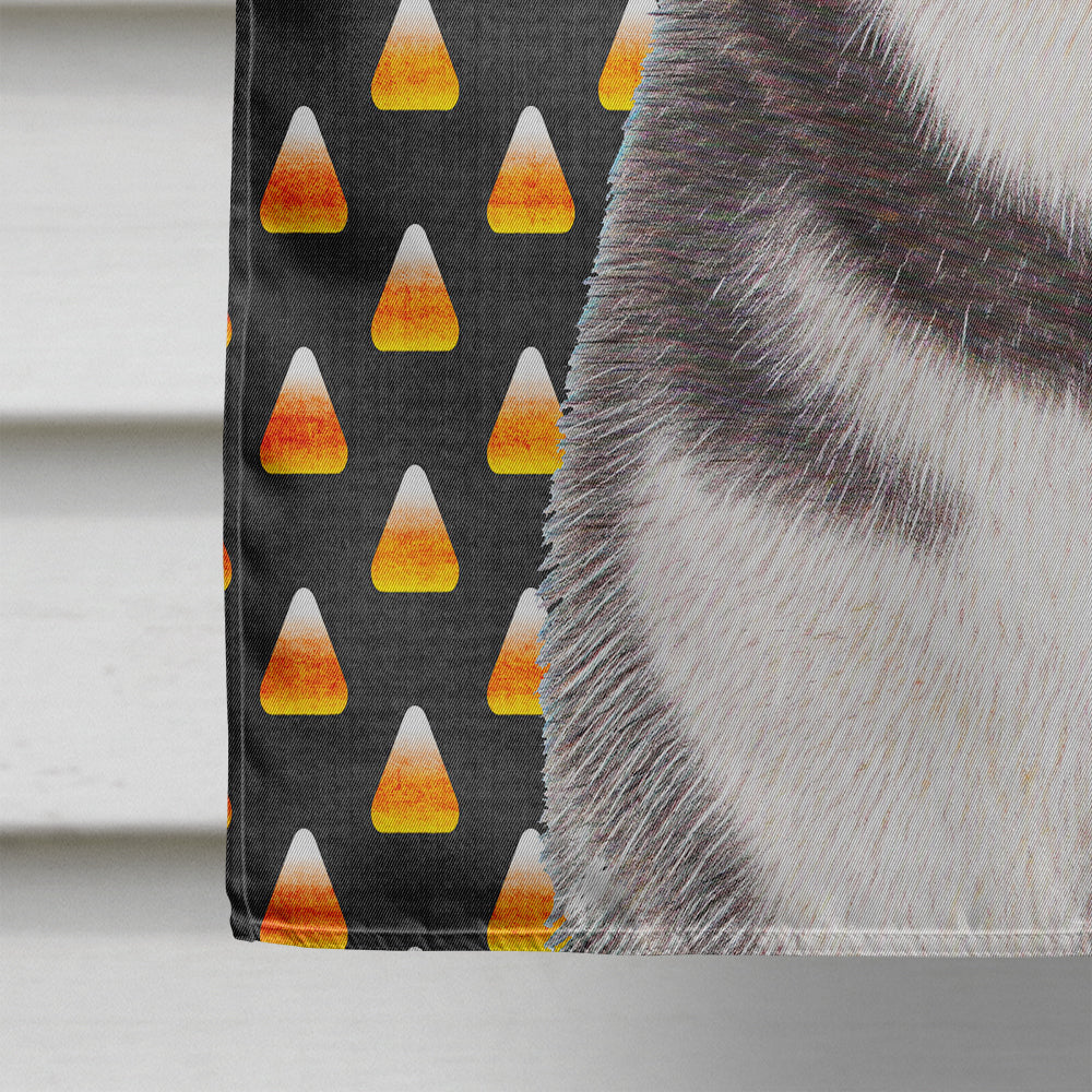 Candy Corn Halloween Alaskan Malamute House Flag 28x40 Porch Sleeve Pole Decorative Outside Yard Banner Artwork Wall Hanging, Polyester