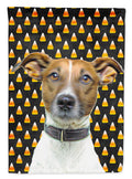 Candy Corn Halloween Jack Russell Terrier House Flag 28x40 Porch Sleeve Pole Decorative Outside Yard Banner Artwork Wall Hanging, Polyester