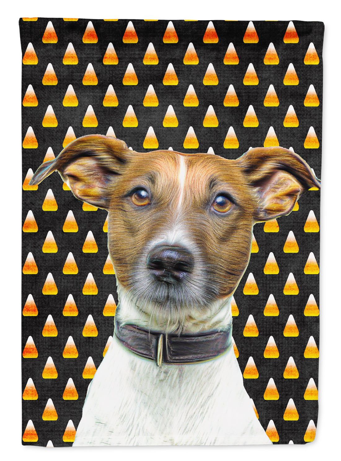 Candy Corn Halloween Jack Russell Terrier House Flag 28x40 Porch Sleeve Pole Decorative Outside Yard Banner Artwork Wall Hanging, Polyester